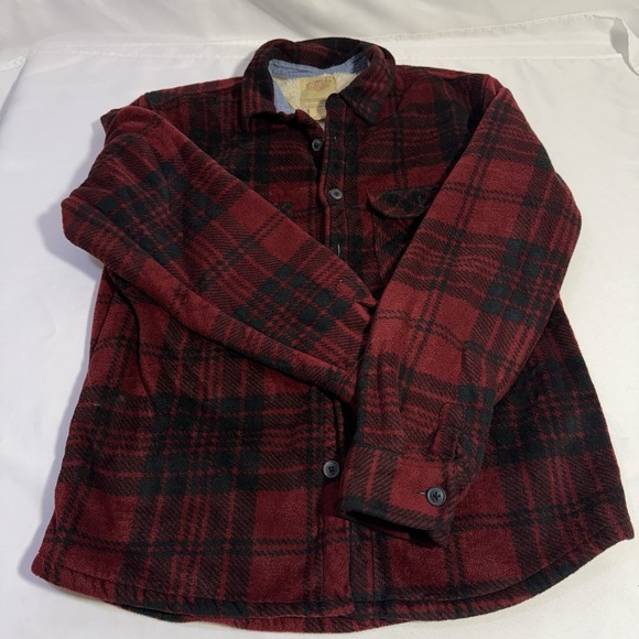 Telluride Red Black Plaid Sherpa Lining Pocket Work Casual Jacket Coat SZ Small - Picture 1 of 5
